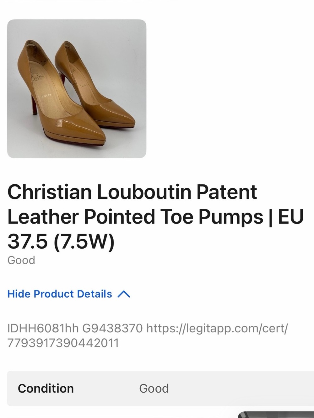 Christian Louboutin Tan Patent Pointed-Toe Stilettos